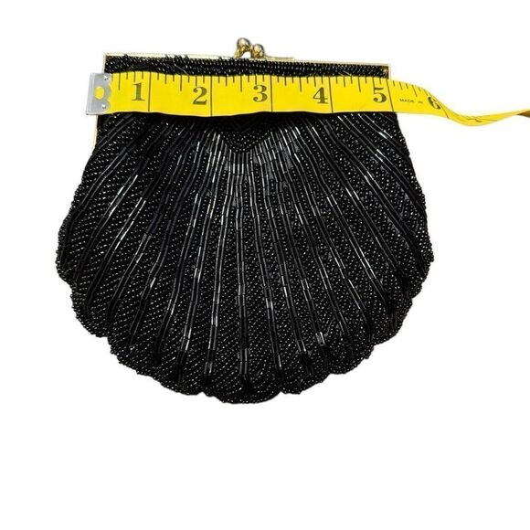 Carla Marchi Black Beaded Clamshell Clutch Handbag Evening Bag Vintage - Picture 5 of 8